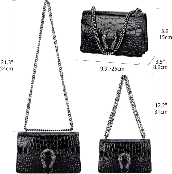 Aiqudou Crossbody Bag and Satchel Purse for Women - Fashion Snake Print Chain Purse Luxury  - Thumbnail 4