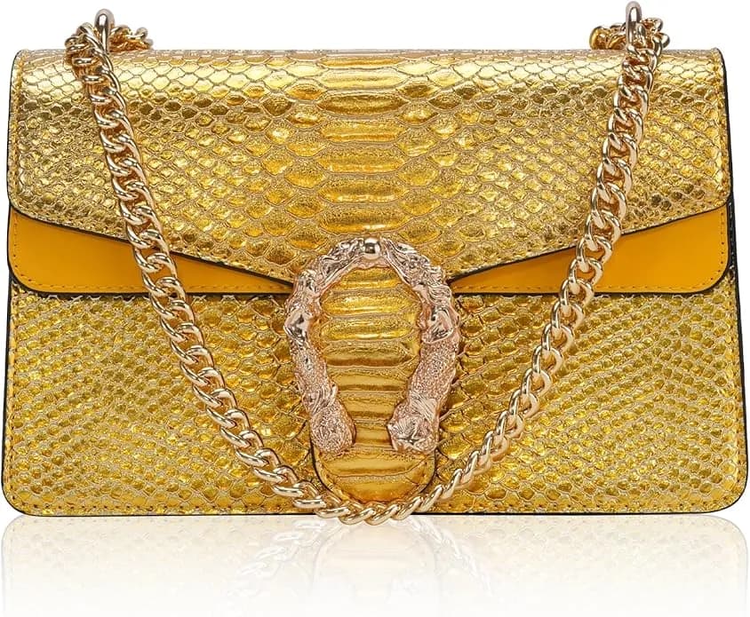 Aiqudou Crossbody Bag and Satchel Purse for Women - Fashion Snake Print Chain Purse Luxury  - Thumbnail 5