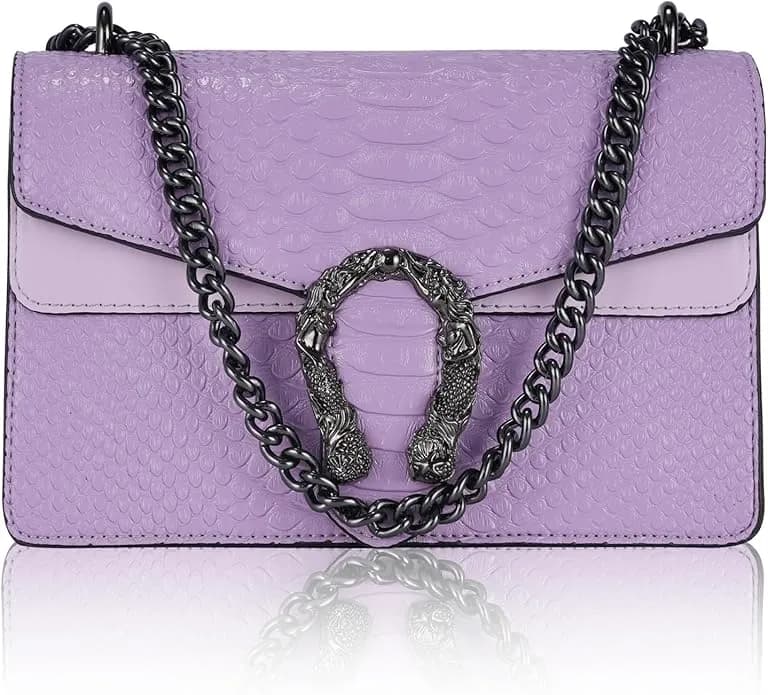 Aiqudou Crossbody Bag and Satchel Purse for Women - Fashion Snake Print Chain Purse Luxury  - Thumbnail 3